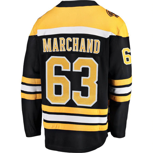 B.Bruins #63 Brad Marchand Fanatics Branded Breakaway Player Jersey Black Stitched American Hockey Jerseys CROVYIE