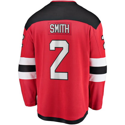 NJ.Devils #2 Brendan Smith Fanatics Branded Home Breakaway Player Jersey Red Stitched American Hockey Jerseys CROVYIE