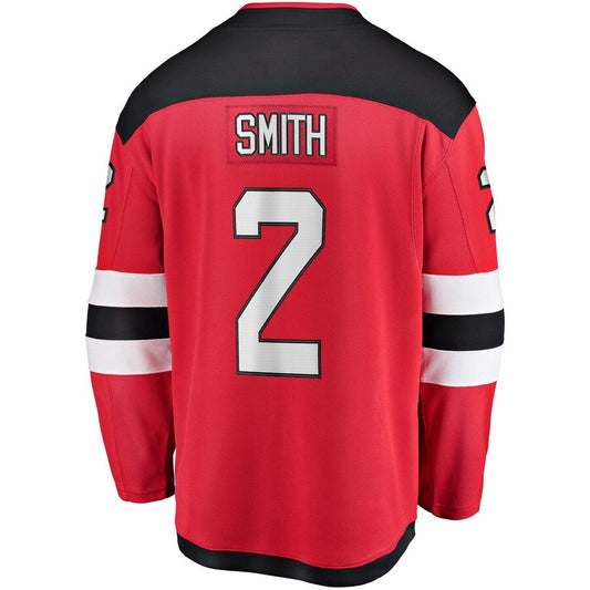 NJ.Devils #2 Brendan Smith Fanatics Branded Home Breakaway Player Jersey Red Stitched American Hockey Jerseys CROVYIE