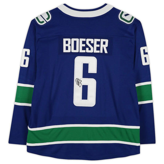 V.Canucks #6 Brock Boeser Fanatics Authentic Autographed Breakaway Jersey Blue Stitched American Hockey Jerseys CROVYIE