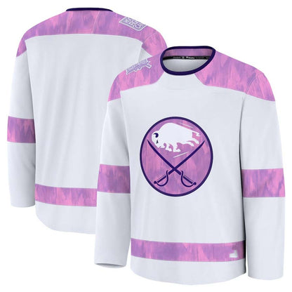 B.Sabres Fanatics 2024 Hockey Fights Cancer Practice Jersey - White Stitched American Hockey Jerseys CROVYIE