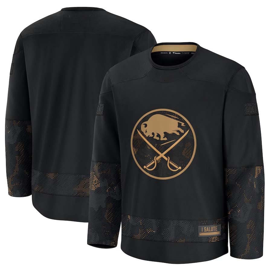 B.Sabres Fanatics 2024 Military Appreciation Practice Jersey - Black Stitched American Hockey Jerseys CROVYIE