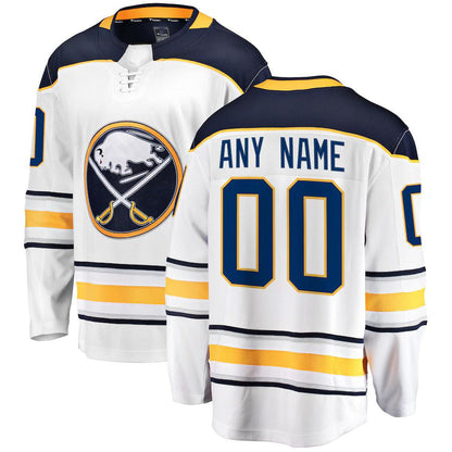 Custom B.Sabres Fanatics Branded Away Breakaway Jersey White Stitched American Hockey Jerseys CROVYIE