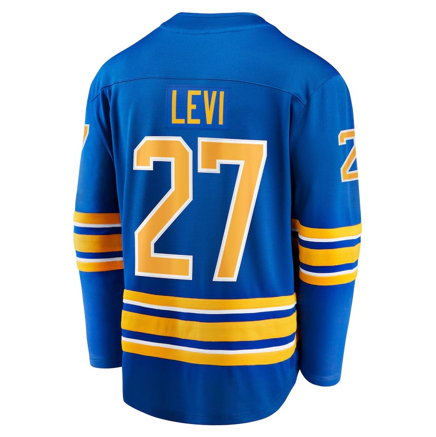 B.Sabres #27 Devon Levi Fanatics Home Breakaway Jersey - Royal Stitched American Hockey Jerseys CROVYIE