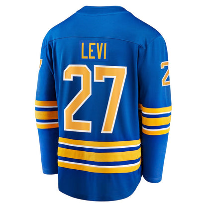 B.Sabres #27 Devon Levi Fanatics Home Breakaway Jersey - Royal Stitched American Hockey Jerseys CROVYIE