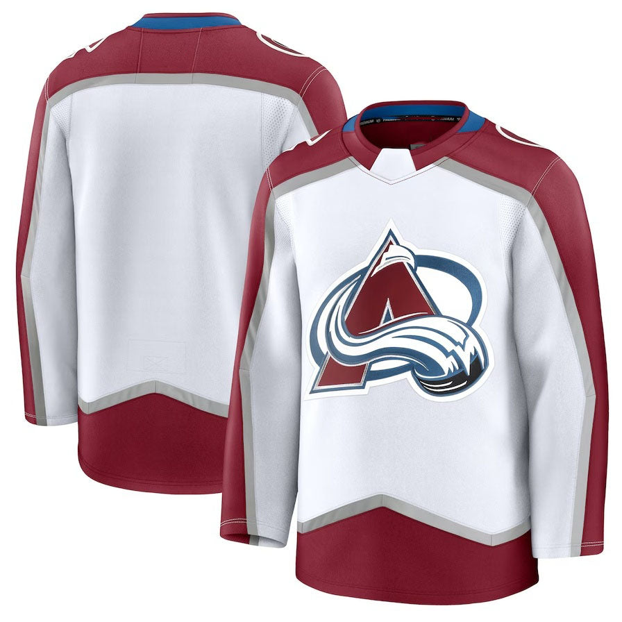 C.Avalanche Fanatics Away Premium Jersey - White Stitched American Hockey Jerseys CROVYIE