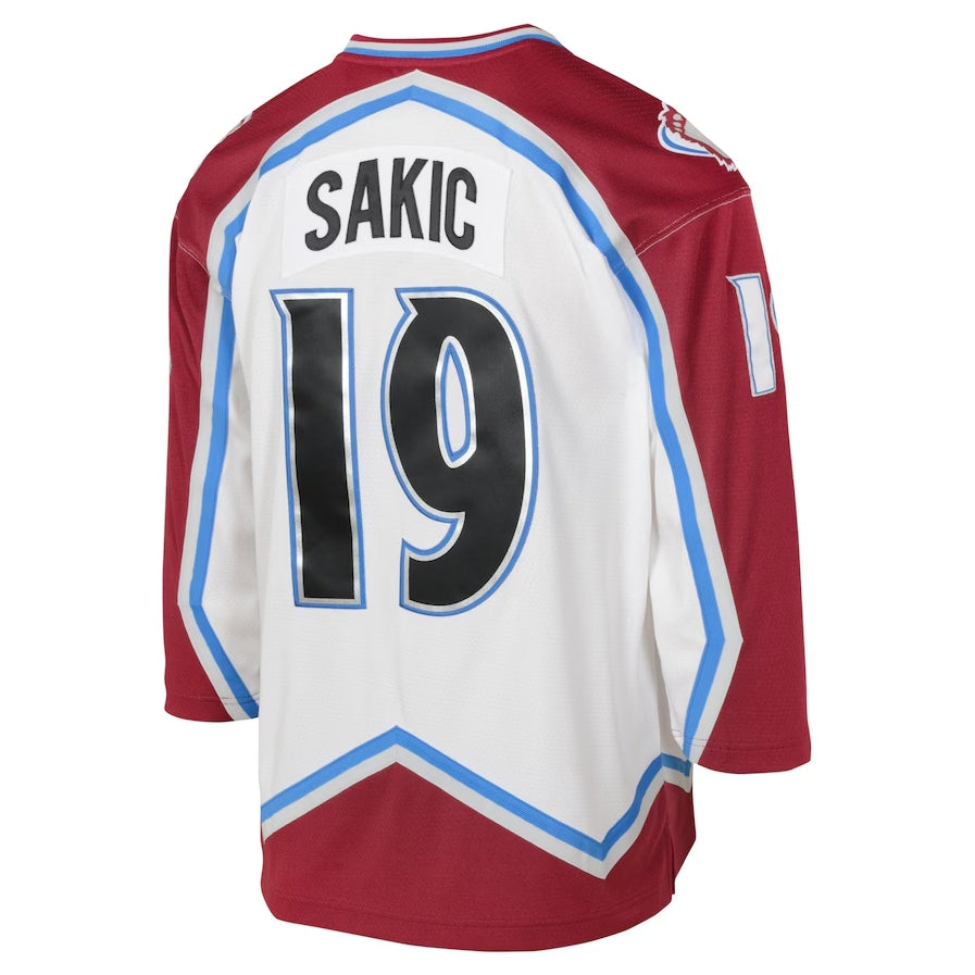 C.Avalanche #19 Joe Sakic Mitchell & Ness 2000 Blue Line Player Jersey - White Stitched American Hockey Jerseys CROVYIE