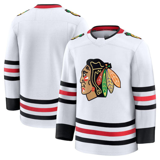 C.Blackhawks Fanatics Away Premium Jersey - White Stitched American Hockey Jerseys CROVYIE