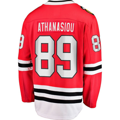 C.Blackhawks #89 Andreas Athanasiou Fanatics Home Breakaway Jersey - Red Stitched American Hockey Jerseys CROVYIE