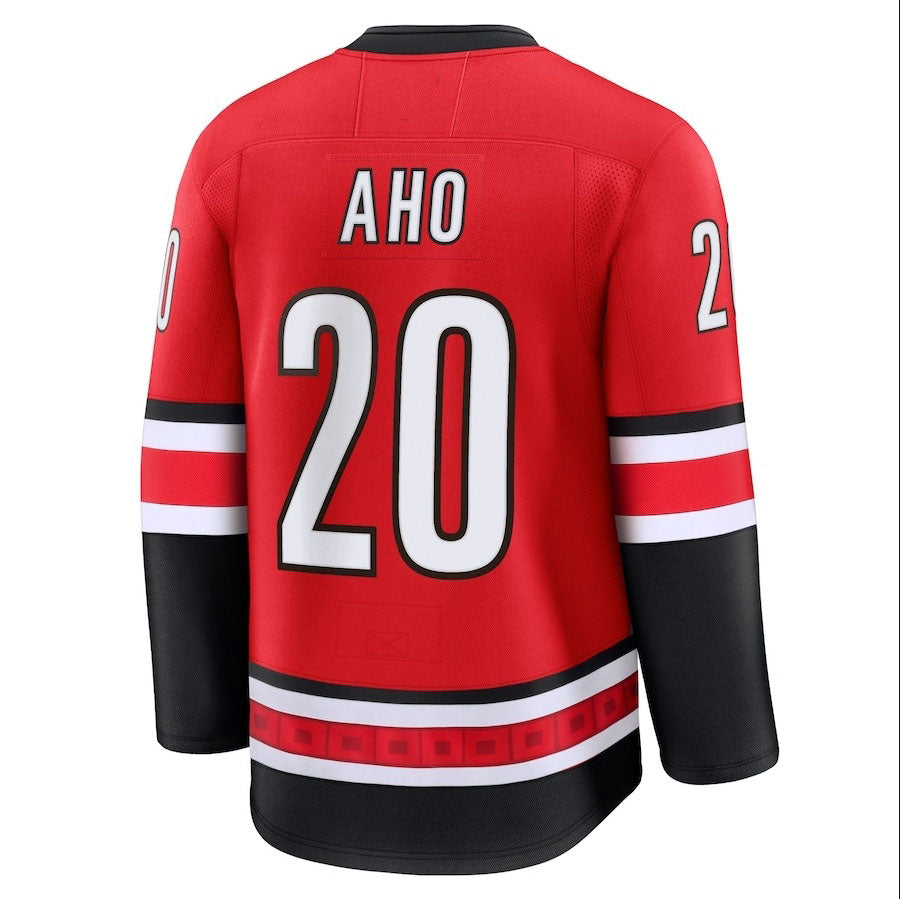 C.Hurricanes #20 Sebastian Aho Fanatics Alternate Premium Jersey - Red Stitched American Hockey Jerseys CROVYIE