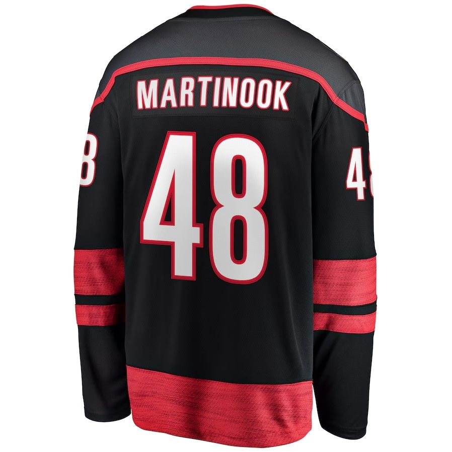 C.Hurricanes #48 Jordan Martinook Fanatics Home Breakaway Jersey - Black Stitched American Hockey Jerseys CROVYIE