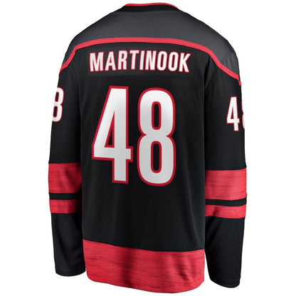 C.Hurricanes #48 Jordan Martinook Fanatics Home Breakaway Jersey - Black Stitched American Hockey Jerseys CROVYIE