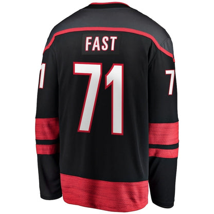 C.Hurricanes #71 Jesper Fast Fanatics Home Breakaway Jersey - Black Stitched American Hockey Jerseys CROVYIE