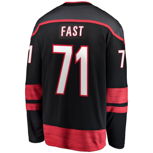 C.Hurricanes #71 Jesper Fast Fanatics Home Breakaway Jersey - Black Stitched American Hockey Jerseys CROVYIE