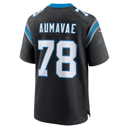 C.Panthers #78 Popo Aumavae Black Team Game Stitched American Football Jerseys