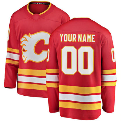 Custom C.Flames Fanatics Branded Home Breakaway Red Stitched American Hockey Jerseys CROVYIE