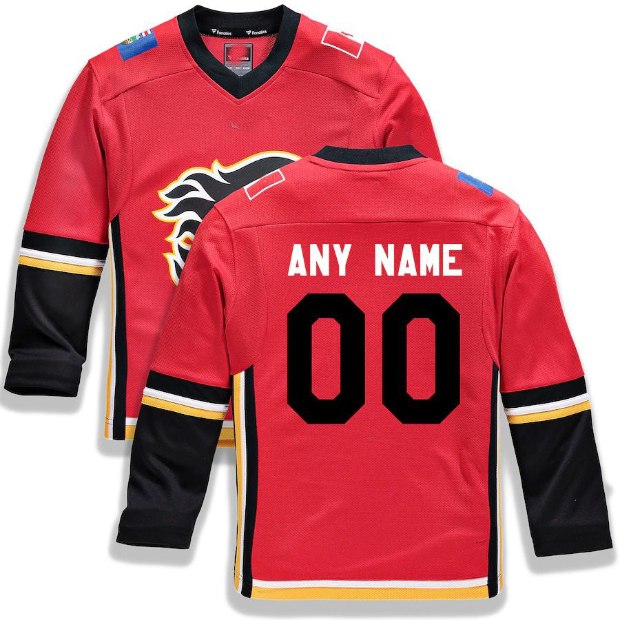 Custom C.Flames Fanatics Branded Alternate Replica Red Stitched American Hockey Jerseys CROVYIE