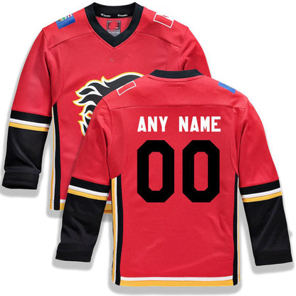 Custom C.Flames Fanatics Branded Alternate Replica Red Stitched American Hockey Jerseys CROVYIE
