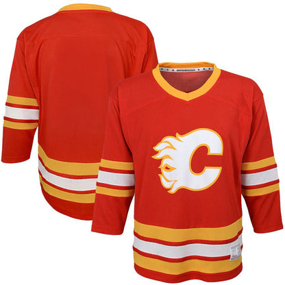 Custom C.Flames Home Replica Red Stitched American Hockey Jerseys CROVYIE