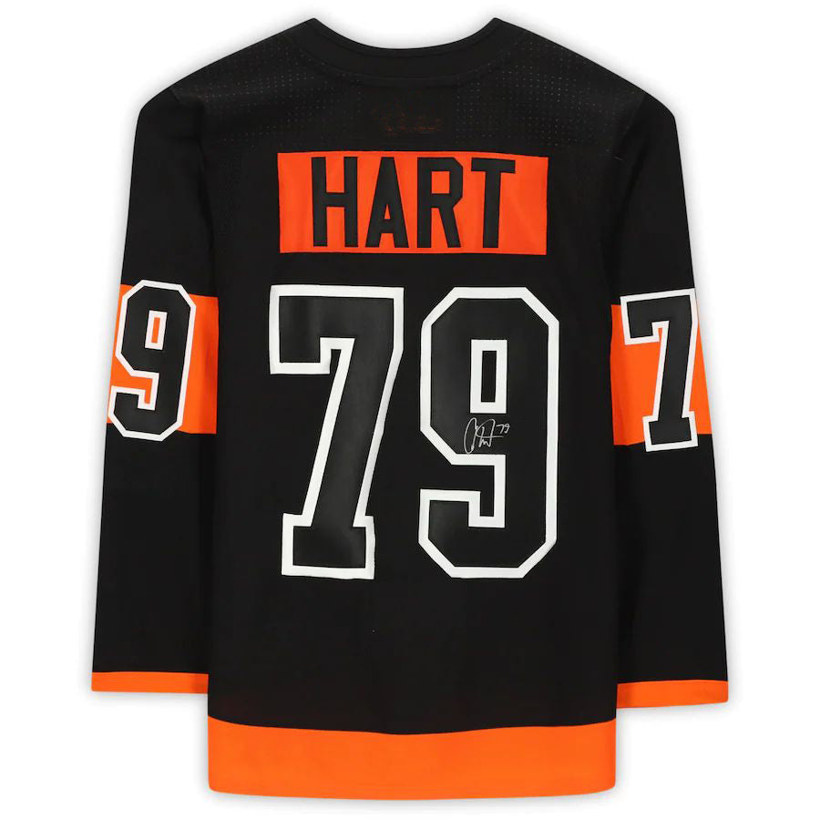 P.Flyers #79 Carter Hart Fanatics Authentic Autographed  Black Stitched American Hockey Jerseys CROVYIE