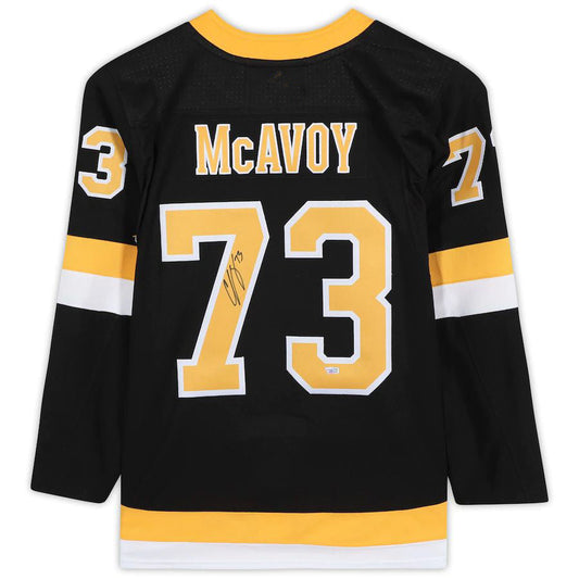 B.Bruins #73 Charlie McAvoy Fanatics Authentic Autographed Black Alternate Authentic Jersey Stitched American Hockey Jerseys CROVYIE