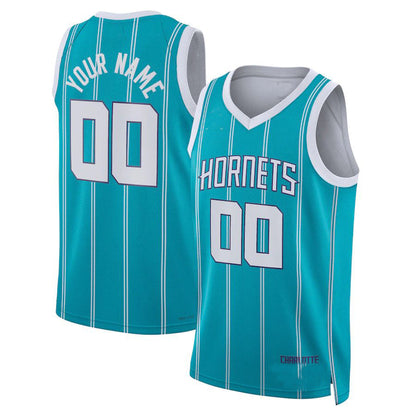 Custom C.Hornets Jordan Brand Unisex 2022-23 Swingman Jersey Teal Icon Edition American Stitched Basketball Jersey