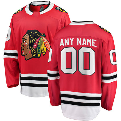 Custom C.Blackhawks Fanatics Branded Home Breakaway Jersey Red Stitched American Hockey Jerseys CROVYIE