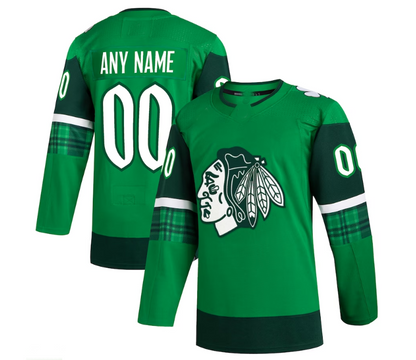 Custom C.Blackhawks 2023 St. Patrick's Day Primegreen Authentic Jersey - Kelly Green Stitched American Hockey Jerseys CROVYIE