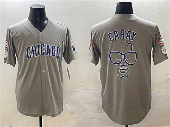 Chicago Cubs Gray Harry Caray Holy Cow Patch Limited Stitched Baseball Jersey