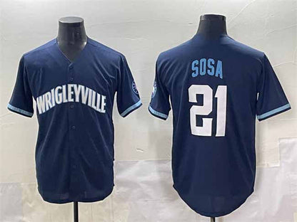 Chicago Cubs #21 Sammy Sosa Navy City Connect Stitched Baseball Jersey