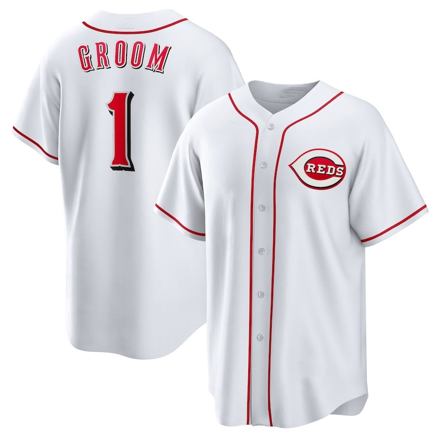 Cincinnati Reds #1 Groom Home Replica Jersey - White Stitched Baseball Jerseys