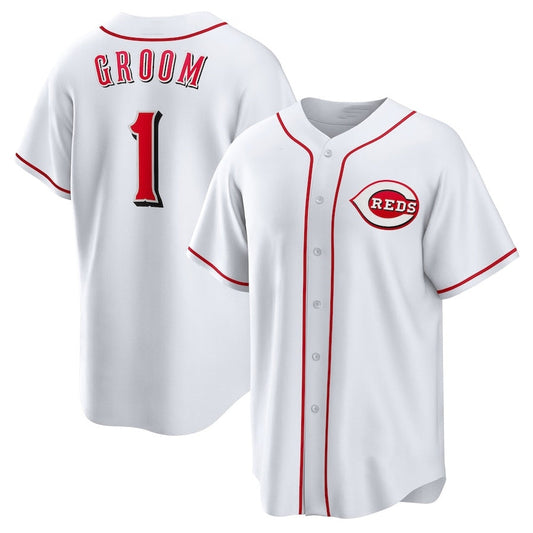 Cincinnati Reds #1 Groom Home Replica Jersey - White Stitched Baseball Jerseys
