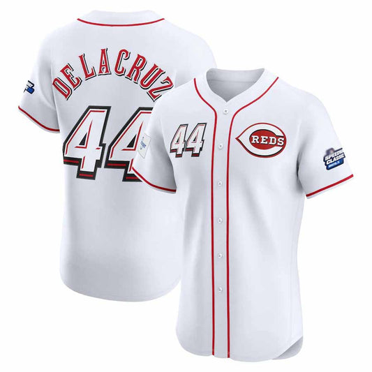 Cincinnati Reds #44 Elly De La Cruz White 2025 Speedway Classic Home Elite Player Stitched Baseball Jersey