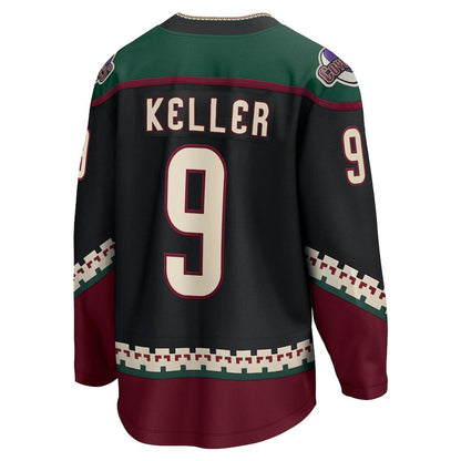 A.Coyotes #9 Clayton Keller Fanatics Branded Home Premier Breakaway Player Jersey Black Stitched American Hockey Jerseys CROVYIE