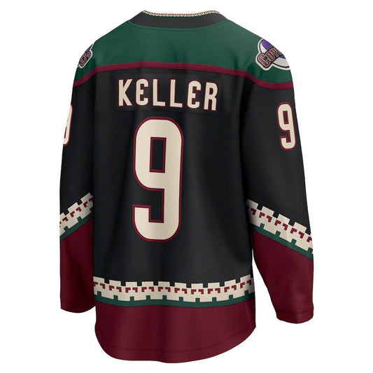 A.Coyotes #9 Clayton Keller Fanatics Branded Home Premier Breakaway Player Jersey Black Stitched American Hockey Jerseys CROVYIE