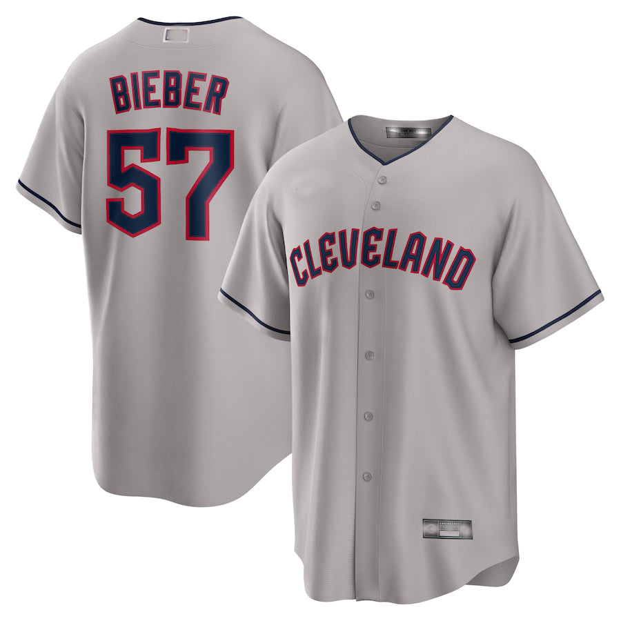 Cleveland Guardians #57 Shane Bieber  Gray Road Replica Player Jersey Baseball Jerseys