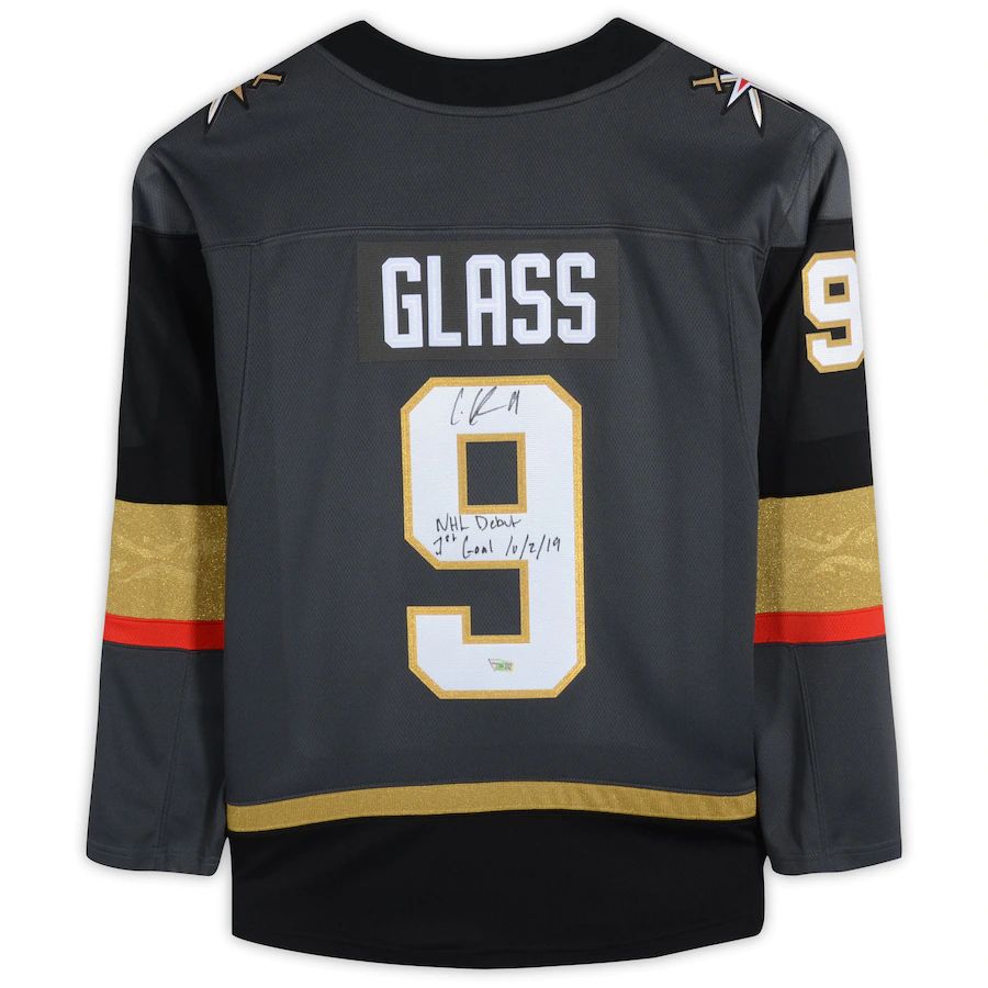 V.Golden Knights #9 Cody Glass Fanatics Authentic Autographed Breakaway Jersey with Multiple Inscriptions Stitched American Hockey Jerseys CROVYIE