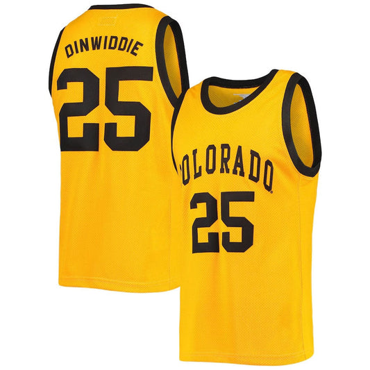 C.Buffaloes #25 Spencer Dinwiddie Original Retro Brand Commemorative Classic Basketball Jersey - Gold American College Jerseys