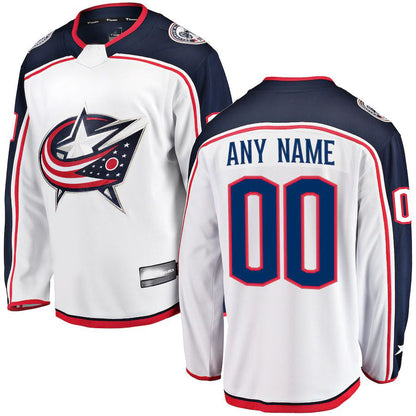 Custom C.Blue Jackets T Fanatics Branded Away Breakaway ersey White Stitched American Hockey Jerseys CROVYIE