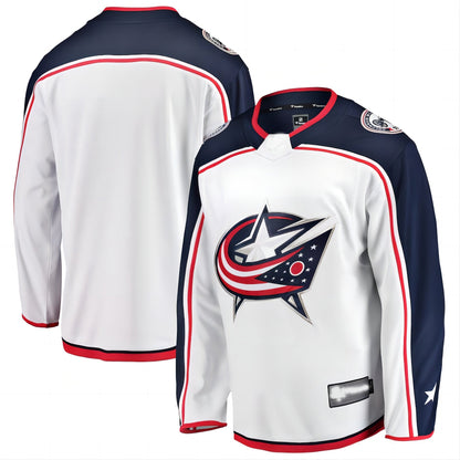 C.Blue Jackets Fanatics Branded Breakaway Away Jersey White Stitched American Hockey Jerseys CROVYIE