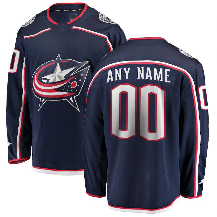 Custom C.Blue Jackets Fanatics Branded Home Breakaway Navy Stitched American Hockey Jerseys CROVYIE