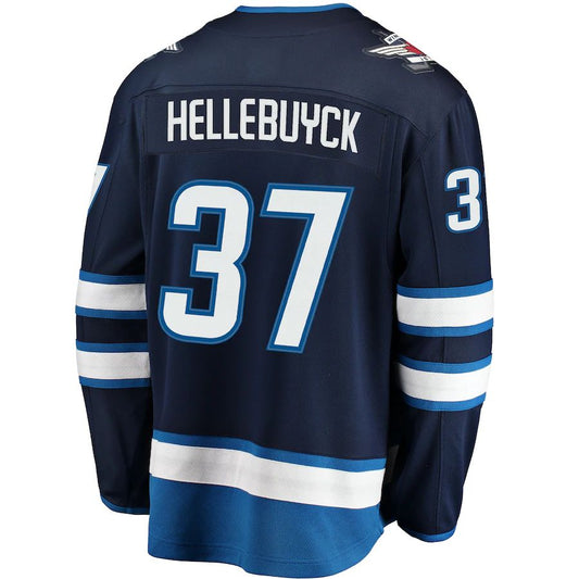 W.Jets #37 Connor Hellebuyck Fanatics Branded Breakaway Replica Jersey Navy Stitched American Hockey Jerseys CROVYIE