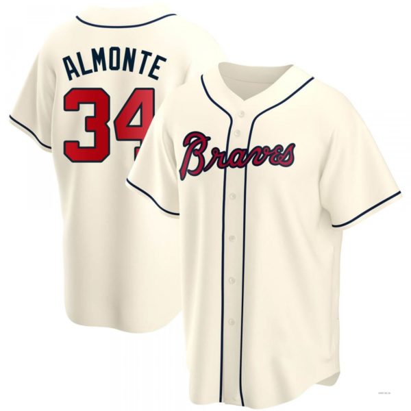 Atlanta Braves #34 AbNERY2025m Almonte Cream Alternate Jersey Stitches Baseball Jerseys