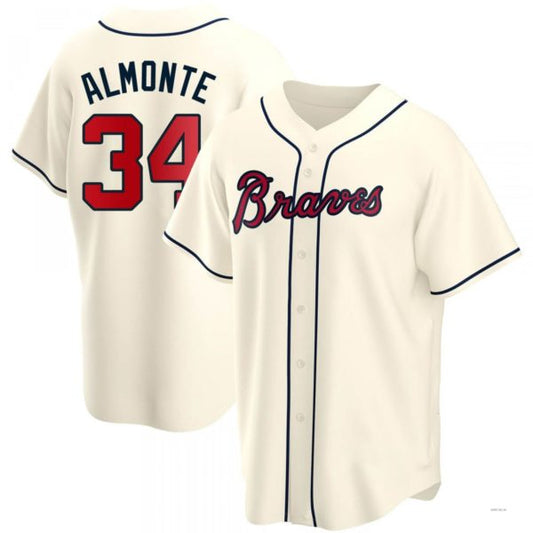Atlanta Braves #34 AbNERY2025m Almonte Cream Alternate Jersey Stitches Baseball Jerseys