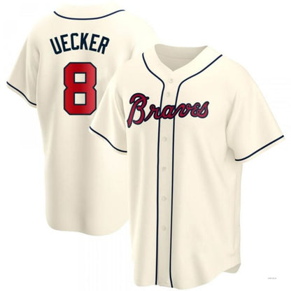 Atlanta Braves #8 Bob Uecker Cream Alternate Jersey Stitches Baseball Jerseys