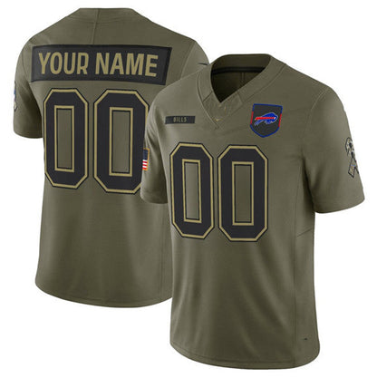 Custom B.Bills Active Player Olive 2025 Salute to Service Limited Football Stitched Jersey