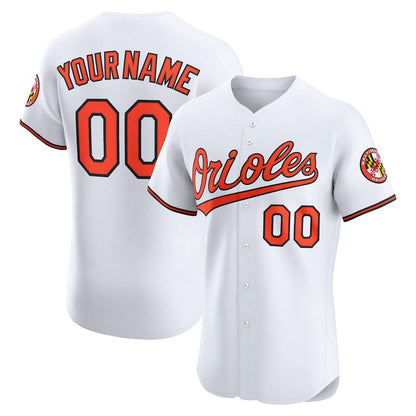 Custom Baltimore Orioles Home Elite Jersey ¨C White Stitched Baseball Jersey