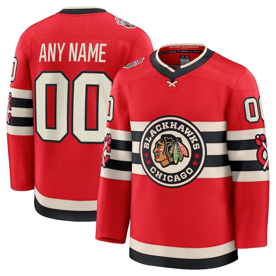 Custom C.Blackhawks Fanatics 2025 Winter Classic Premium Jersey - Red Stitched American Hockey Jerseys CROVYIE