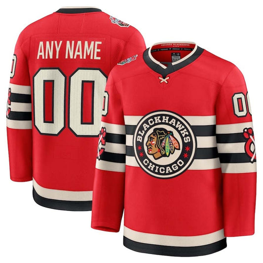 Custom C.Blackhawks Fanatics 2025 Winter Classic Premium Jersey - Red Stitched American Hockey Jerseys CROVYIE