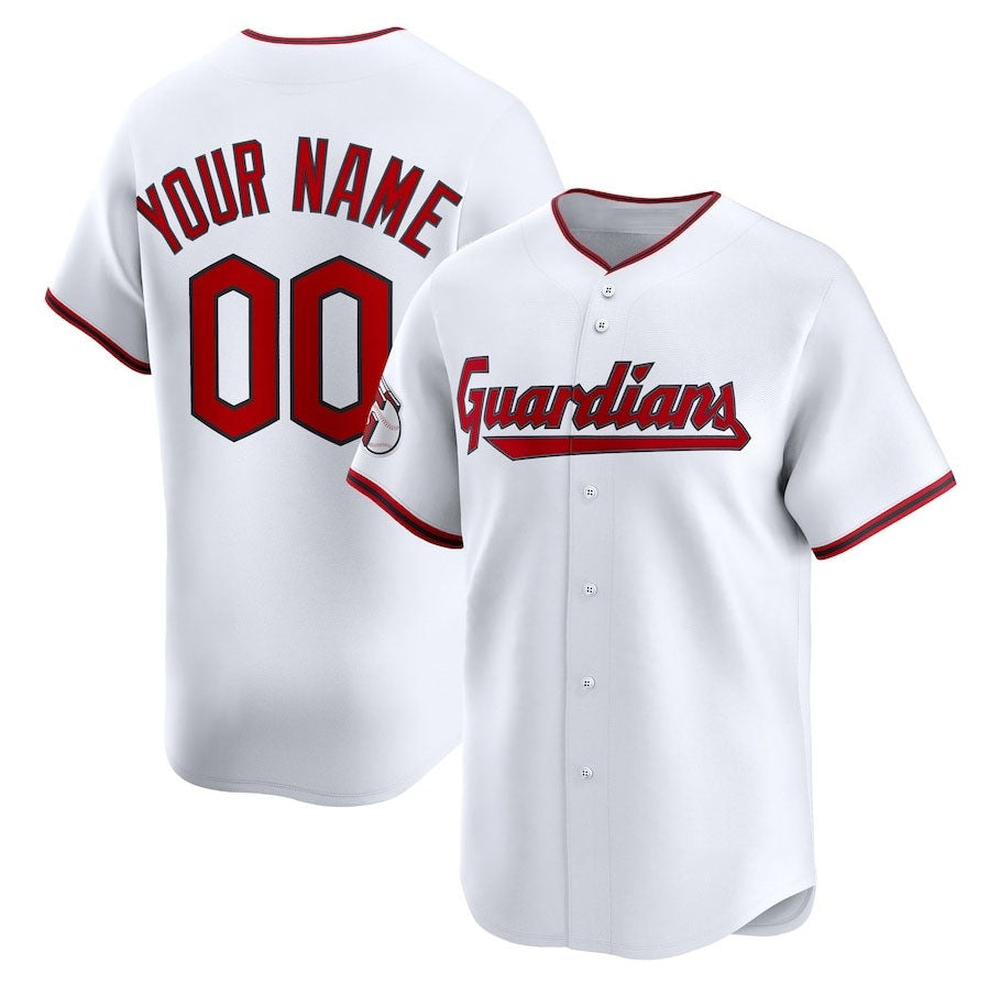 Custom Cleveland Guardians Home Limited Jersey - White Stitched Baseball Jerseys